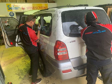 smashed side door window smashed side door window getting repaired at Speedy autoglass