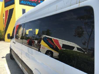 van windows being installed